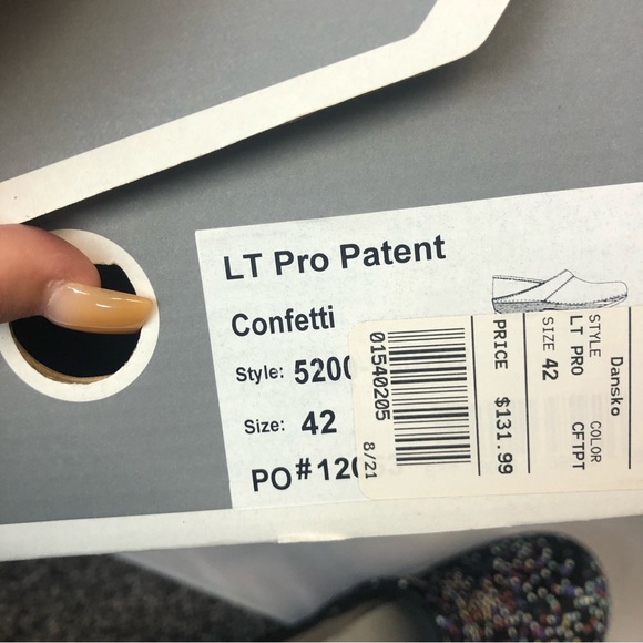 NIB Dansko LT Pro Patent Confetti polka dot slip on clogs multi size - Picture 7 of 11